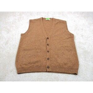 WoolOvers Cardigan Sweater Men Large Brown Pure New Wool Lambswool Grandpa Peru